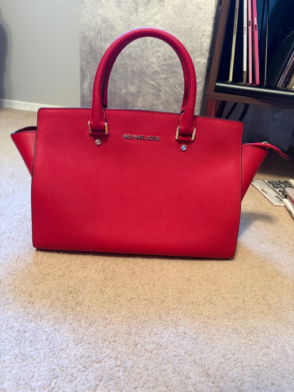 Michael Kors Bright Red Saffiano Leather Satchel